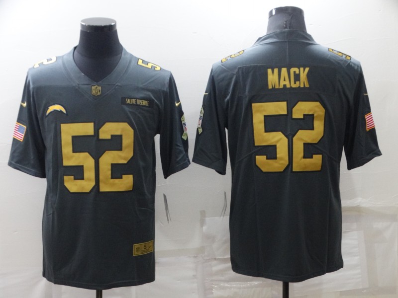 Men's Los Angeles Chargers #52 Khalil Mack Grey/Gold Salute To Service Limited Stitched Jersey Men's Los Angeles Chargers #52 Khalil Mack Grey/Gold Salute To Service Limited Stitched Jersey